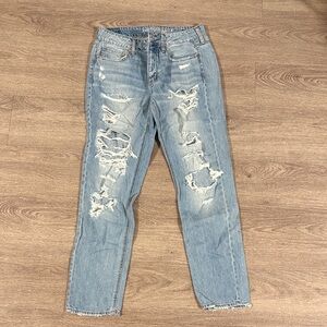 American Eagle Outfitters Distressed Light Blue Boyfriend Jeans